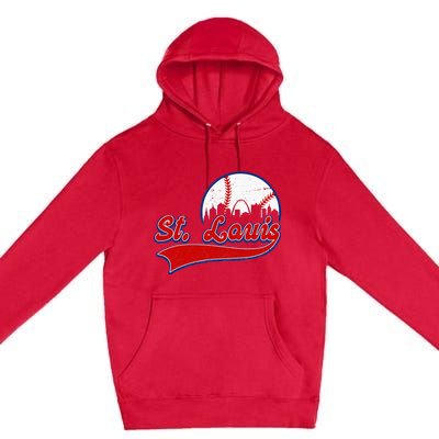 Vintage St. Louis City Downtown Skylines Baseball Fans Lover Premium Pullover Hoodie