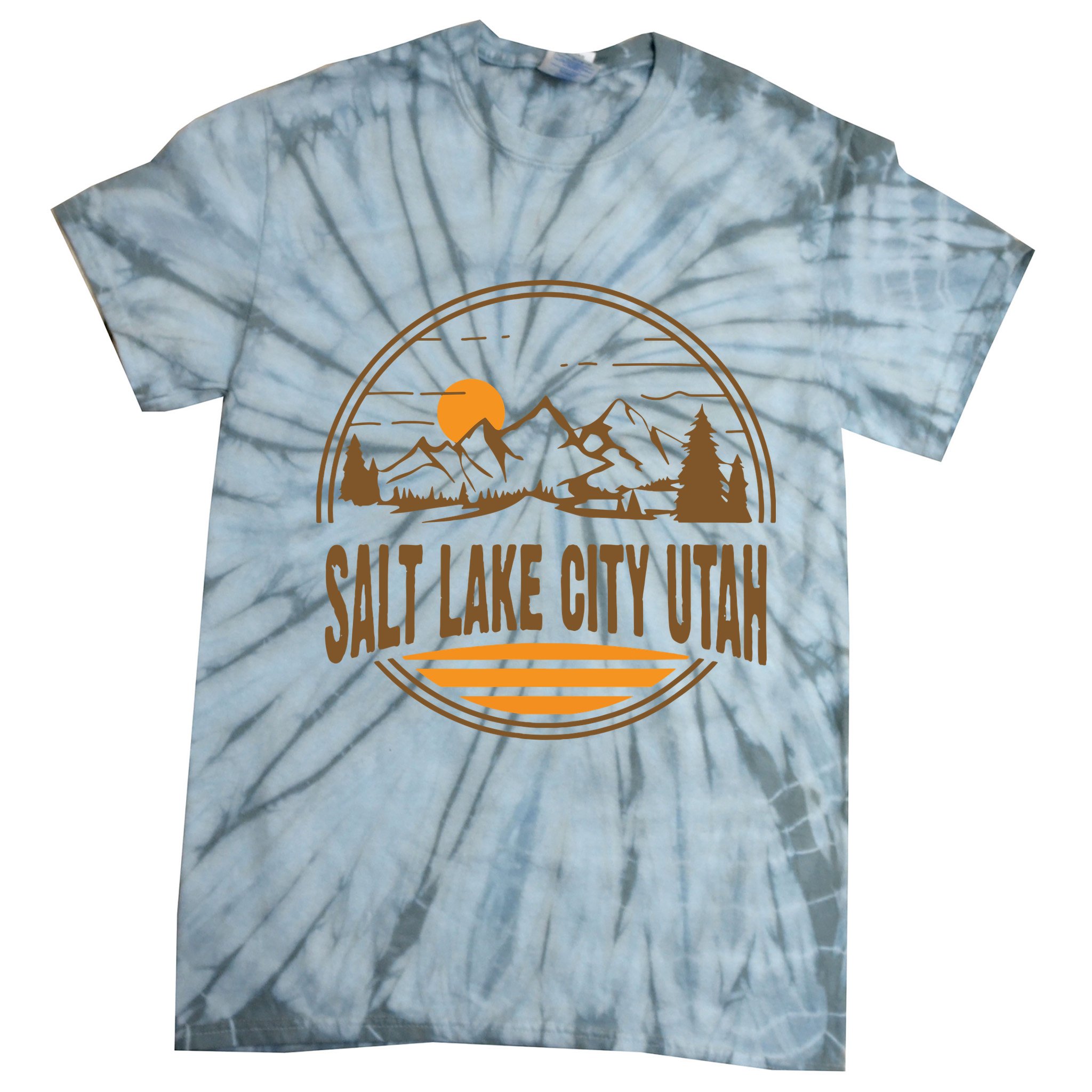 Vintage Salt Lake City Utah Mountain Hiking Souvenir Print Tie-Dye T-Shirt
