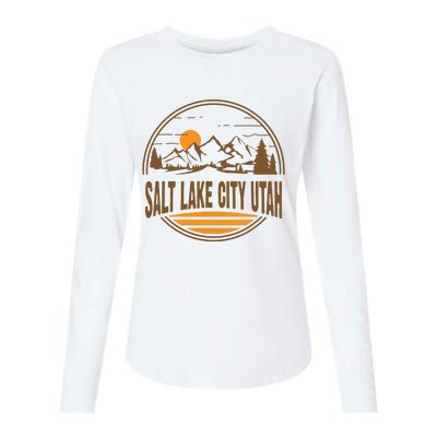 Vintage Salt Lake City Utah Mountain Hiking Souvenir Print Womens Cotton Relaxed Long Sleeve T-Shirt