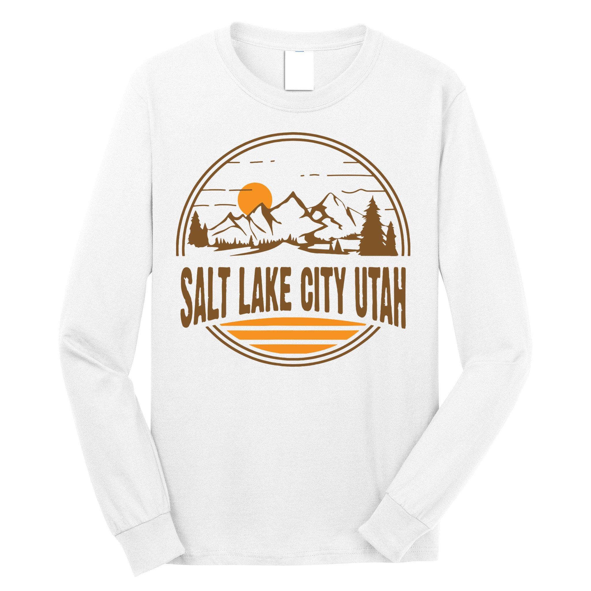 Vintage Salt Lake City Utah Mountain Hiking Souvenir Print Long Sleeve Shirt