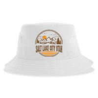 Vintage Salt Lake City Utah Mountain Hiking Souvenir Print Sustainable Bucket Hat