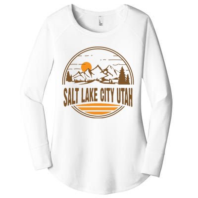 Vintage Salt Lake City Utah Mountain Hiking Souvenir Print Women's Perfect Tri Tunic Long Sleeve Shirt