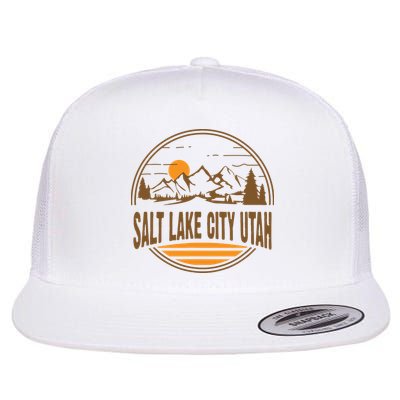 Vintage Salt Lake City Utah Mountain Hiking Souvenir Print Flatbill Hat