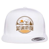 Vintage Salt Lake City Utah Mountain Hiking Souvenir Print Flat Bill Trucker Hat