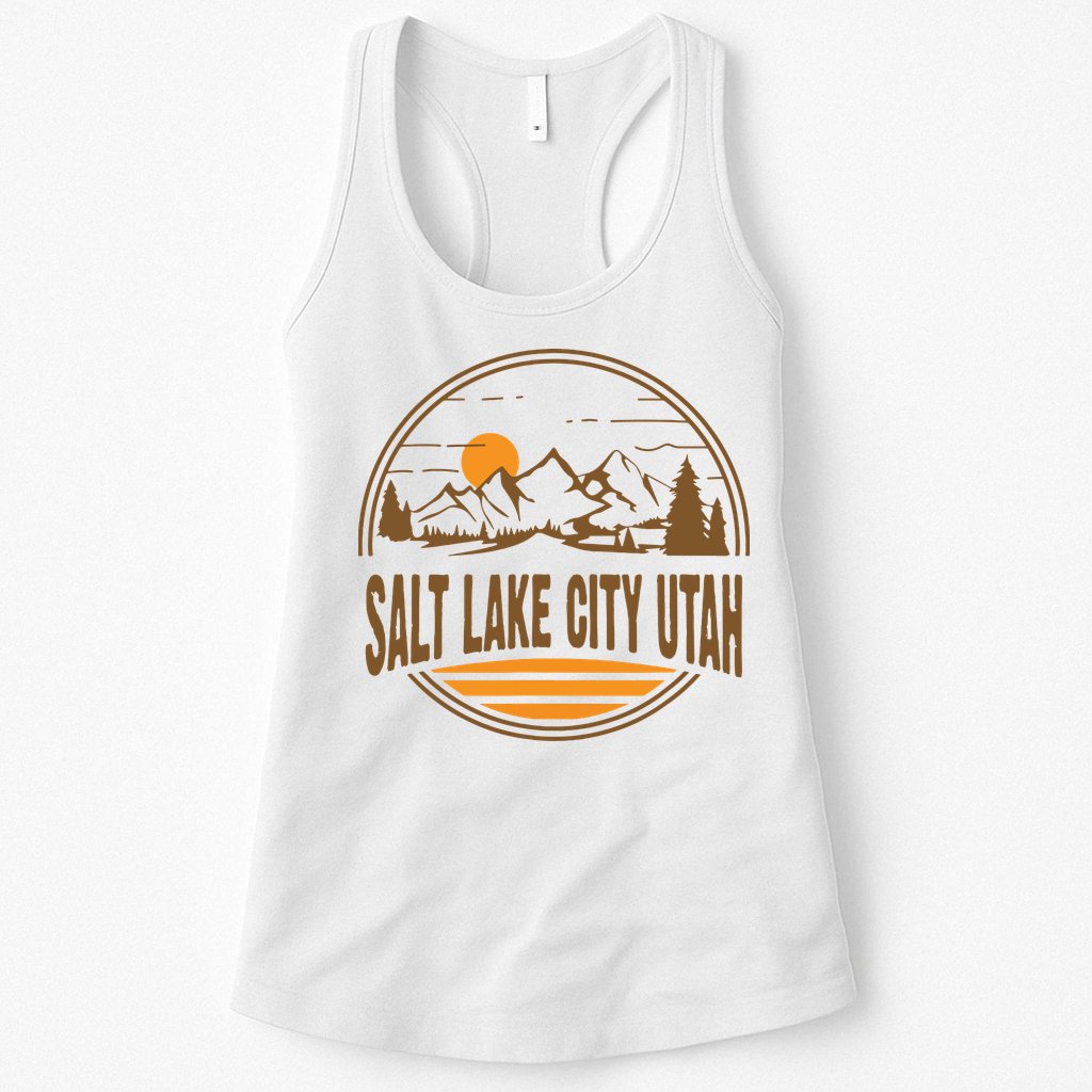Vintage Salt Lake City Utah Mountain Hiking Souvenir Print Womens Tank Top