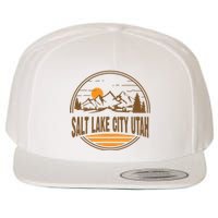 Vintage Salt Lake City Utah Mountain Hiking Souvenir Print Wool Snapback Cap