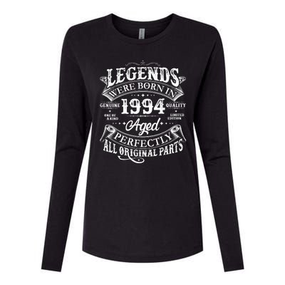 Vintage Scroll Legends Were Born In 1994 Aged Perfectly 30th Birthday Womens Cotton Relaxed Long Sleeve T-Shirt