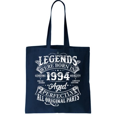 Vintage Scroll Legends Were Born In 1994 Aged Perfectly 30th Birthday Tote Bag