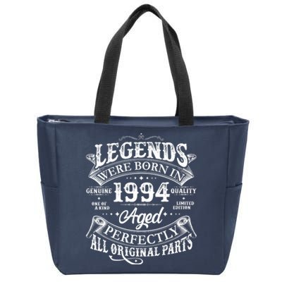 Vintage Scroll Legends Were Born In 1994 Aged Perfectly 30th Birthday Zip Tote Bag