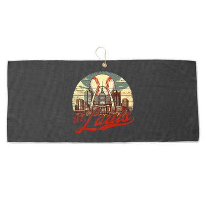 Vintage St. Louis Skyline Baseball Large Microfiber Waffle Golf Towel