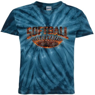 Vintage Softball Logo Kids Tie-Dye T-Shirt