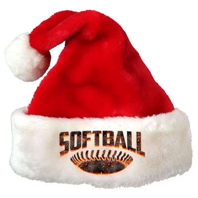 Vintage Softball Logo Premium Christmas Santa Hat