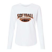 Vintage Softball Logo Womens Cotton Relaxed Long Sleeve T-Shirt