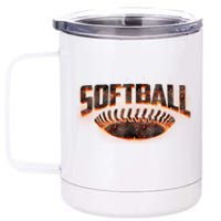 Vintage Softball Logo 12 oz Stainless Steel Tumbler Cup