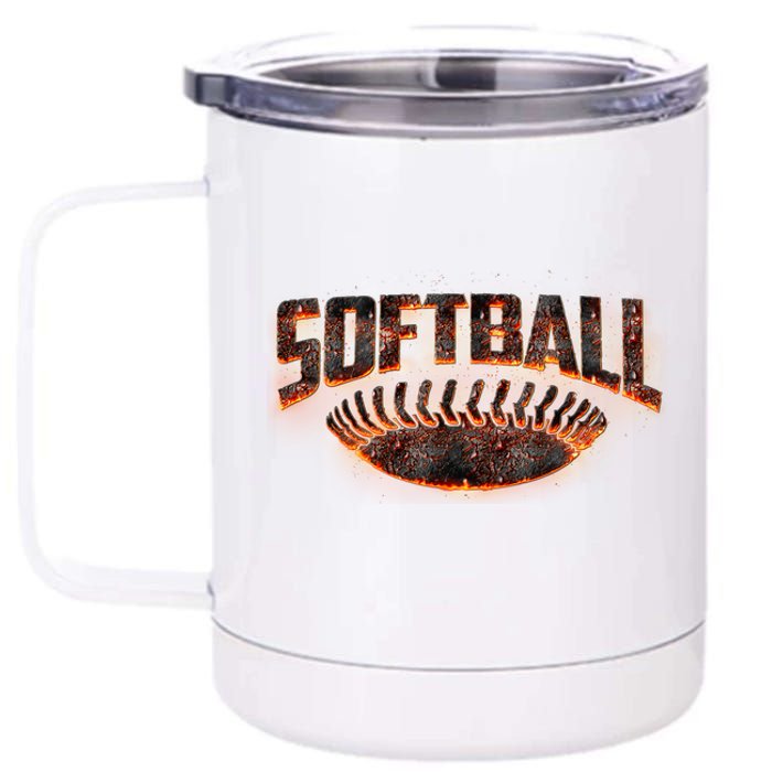 Vintage Softball Logo 12 oz Stainless Steel Tumbler Cup