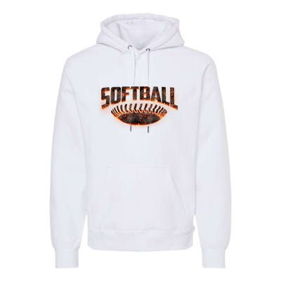 Vintage Softball Logo Premium Hoodie