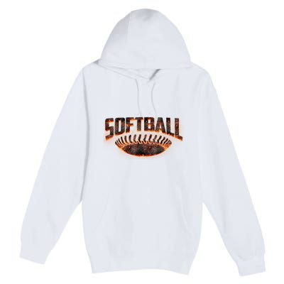 Vintage Softball Logo Premium Pullover Hoodie