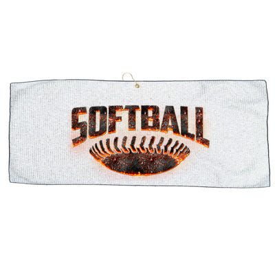 Vintage Softball Logo Large Microfiber Waffle Golf Towel