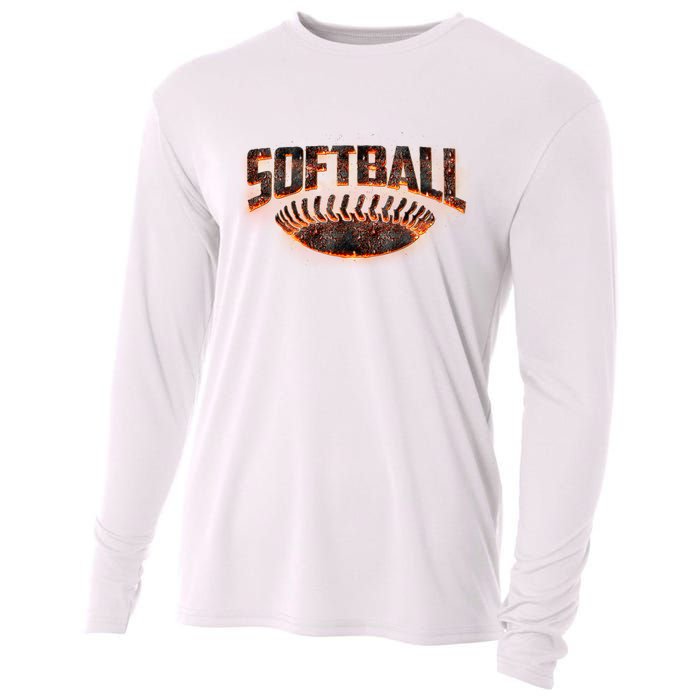 Vintage Softball Logo Cooling Performance Long Sleeve Crew