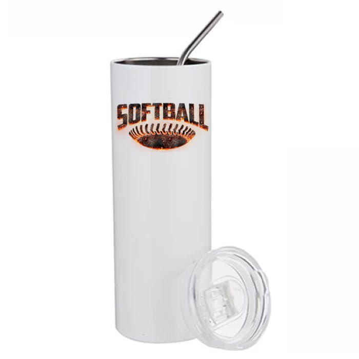 Vintage Softball Logo Stainless Steel Tumbler