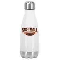 Vintage Softball Logo Stainless Steel Insulated Water Bottle