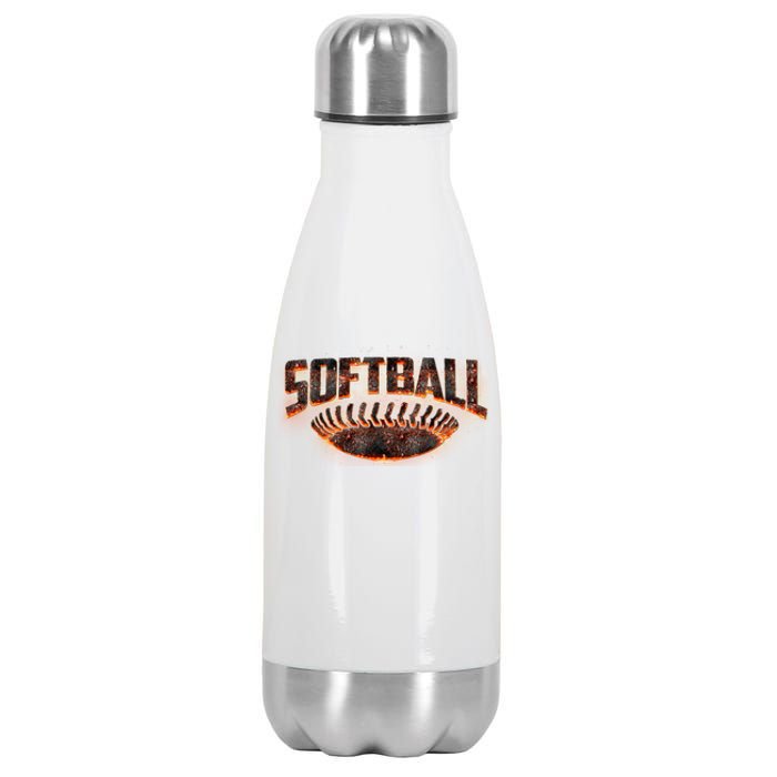 Vintage Softball Logo Stainless Steel Insulated Water Bottle