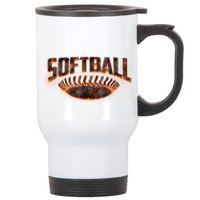 Vintage Softball Logo Stainless Steel Travel Mug