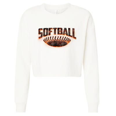 Vintage Softball Logo Cropped Pullover Crew