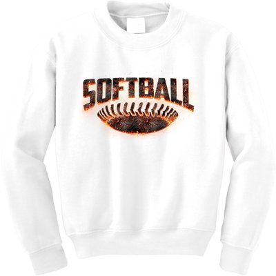 Vintage Softball Logo Kids Sweatshirt