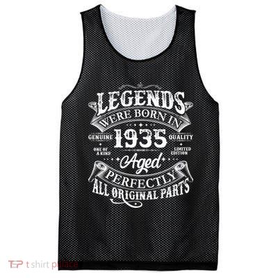 Vintage Scroll Legends Were Born In 1935 Aged Perfectly 90th Birthday Mesh Reversible Basketball Jersey Tank
