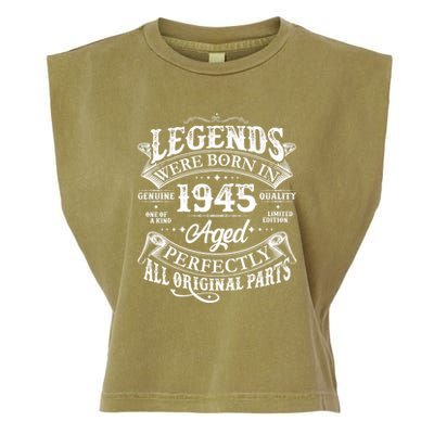 Vintage Scroll Legends Were Born In 1945 Aged Perfectly 80th Birthday Garment-Dyed Women's Muscle Tee