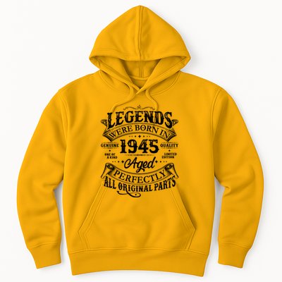 Vintage Scroll Legends Were Born In 1945 Aged Perfectly 80th Birthday Hoodie
