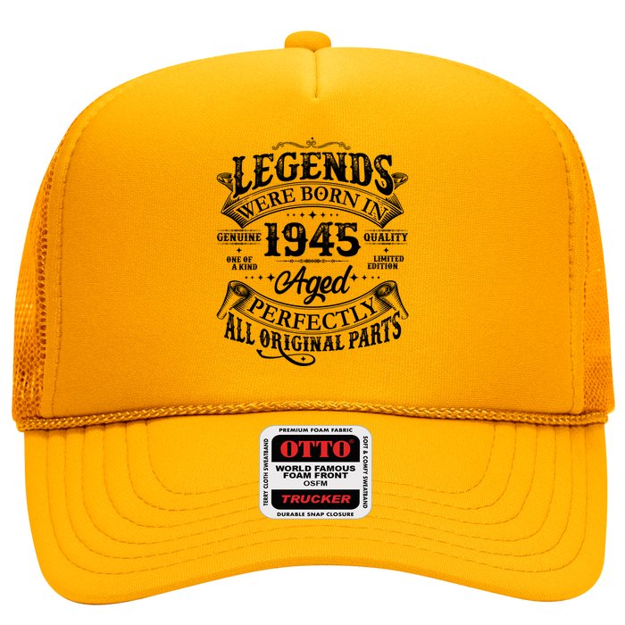 Vintage Scroll Legends Were Born In 1945 Aged Perfectly 80th Birthday Trucker Hat