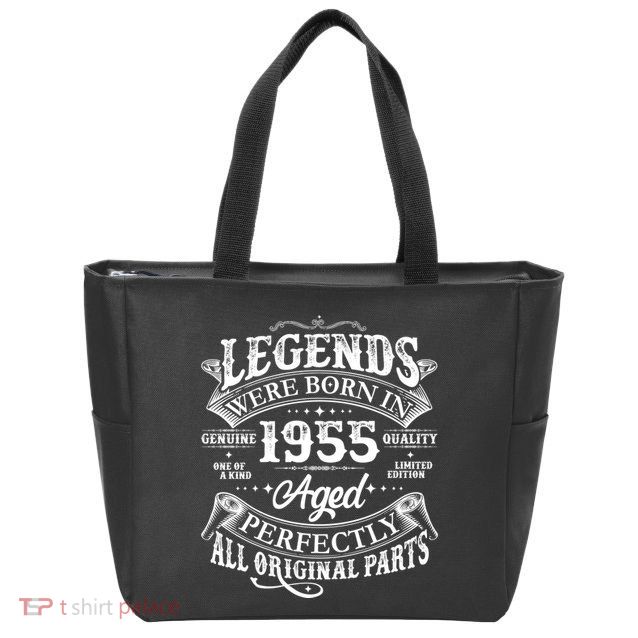 Vintage Scroll Legends Were Born In 1955 Aged Perfectly 70th Birthday Zip Tote Bag