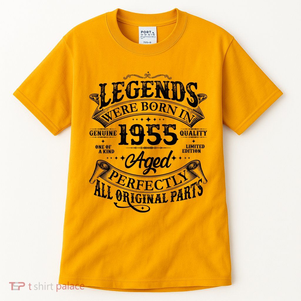 Vintage Scroll Legends Were Born In 1955 Aged Perfectly 70th Birthday Tall T-Shirt