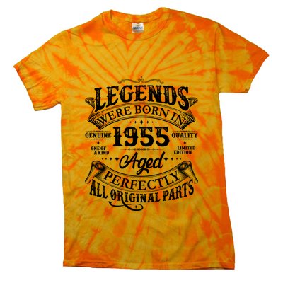 Vintage Scroll Legends Were Born In 1955 Aged Perfectly 70th Birthday Tie-Dye T-Shirt