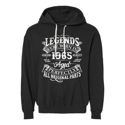 Vintage Scroll Legends Were Born In 1965 Aged Perfectly 60th Birthday Garment-Dyed Fleece Hoodie