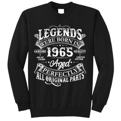 Vintage Scroll Legends Were Born In 1965 Aged Perfectly 60th Birthday Sweatshirt