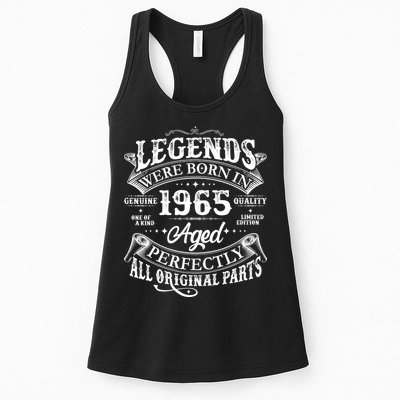 Vintage Scroll Legends Were Born In 1965 Aged Perfectly 60th Birthday Womens Tank Top