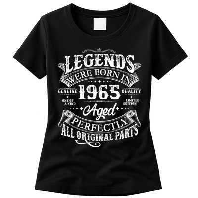 Vintage Scroll Legends Were Born In 1965 Aged Perfectly 60th Birthday Womens T-Shirt