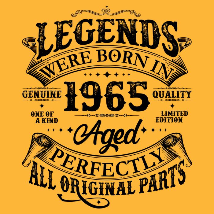 Vintage Scroll Legends Were Born In 1965 Aged Perfectly 60th Birthday Long Sleeve Shirt