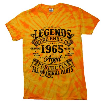Vintage Scroll Legends Were Born In 1965 Aged Perfectly 60th Birthday Tie-Dye T-Shirt