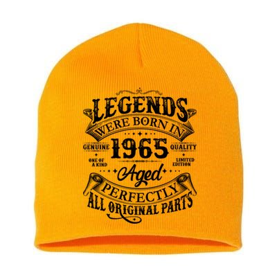 Vintage Scroll Legends Were Born In 1965 Aged Perfectly 60th Birthday Short Acrylic Beanie