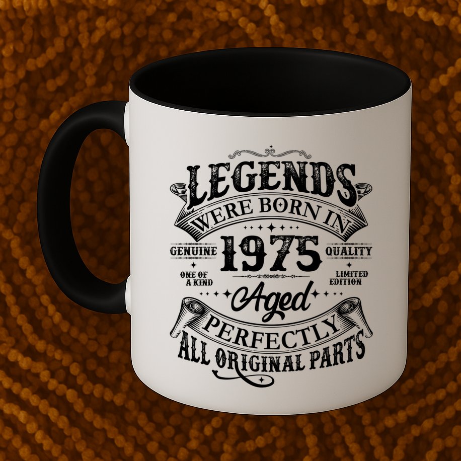 Vintage Scroll Legends Were Born In 1975 Aged Perfectly 50th Birthday Mug
