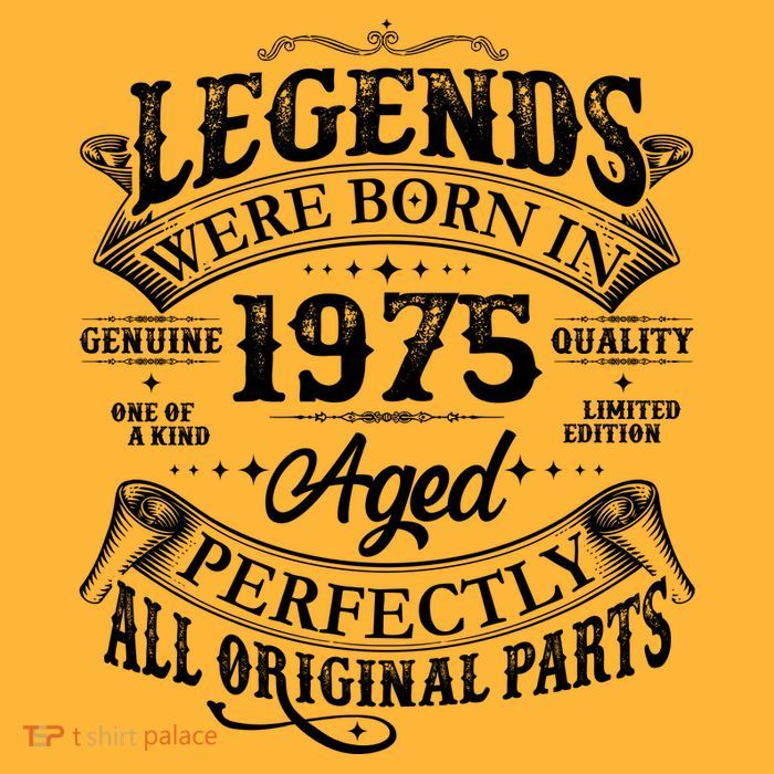 Vintage Scroll Legends Were Born In 1975 Aged Perfectly 50th Birthday Kids T-Shirt