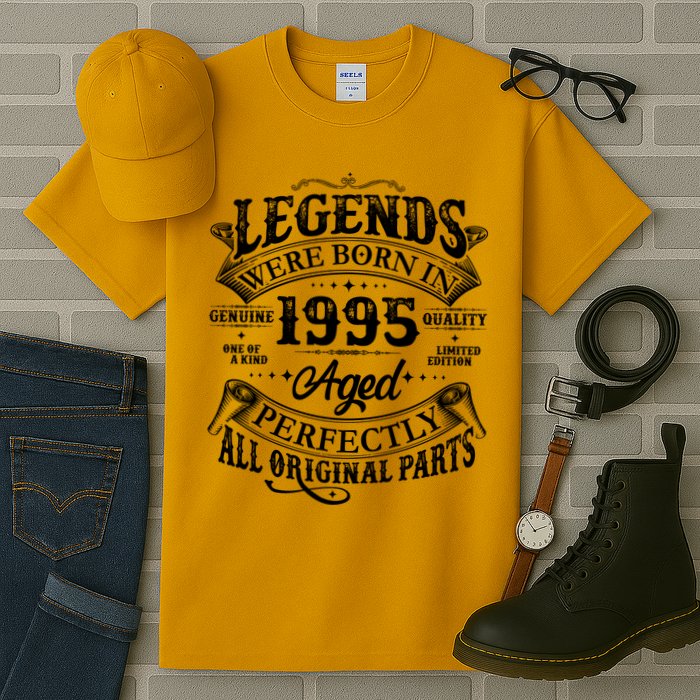 Vintage Scroll Legends Were Born In 1995 Aged Perfectly 30th Birthday Tall T-Shirt