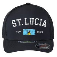 Vintage St Lucia Flag Est 1979 Retro Souvenir Flexfit Unipanel Trucker Cap