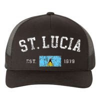 Vintage St Lucia Flag Est 1979 Retro Souvenir Yupoong Adult 5-Panel Trucker Hat