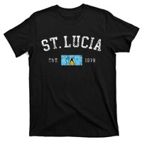 Vintage St Lucia Flag Est 1979 Retro Souvenir T-Shirt