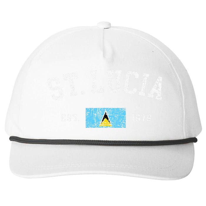 Vintage St Lucia Flag Est 1979 Retro Souvenir Snapback Five-Panel Rope Hat